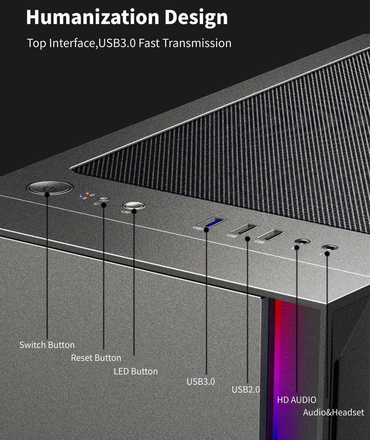 PCcooler GAME 5 Metallic Gray mATX TG Mid Tower Case (with 1*120mm RGB Fan)