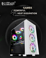 PCcooler GAME 6 Black mATX TG Mid Tower Case (with 1*120mm RGB Fan)