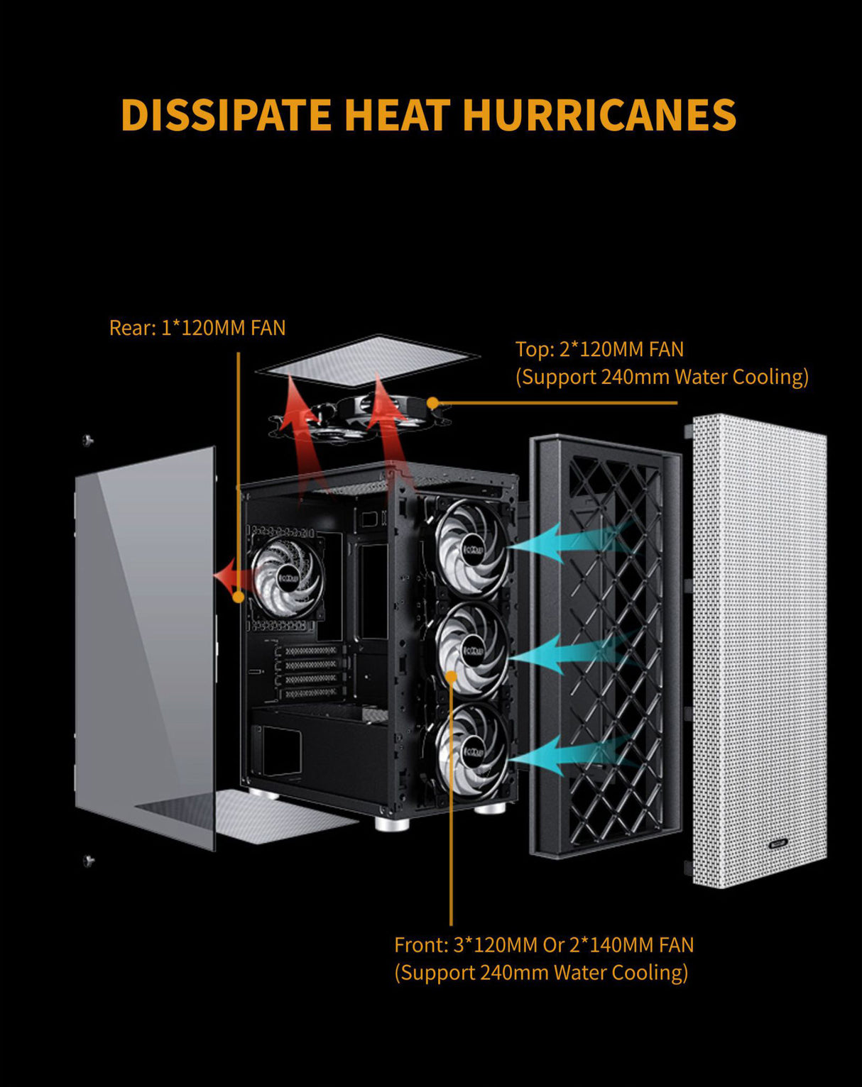 PCcooler GAME 6 Black mATX TG Mid Tower Case (with 1*120mm RGB Fan)