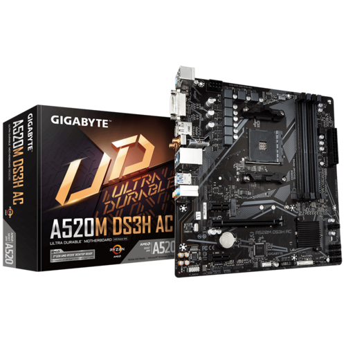 Gigabyte A520M DS3H AC (AM4) Motherboard
