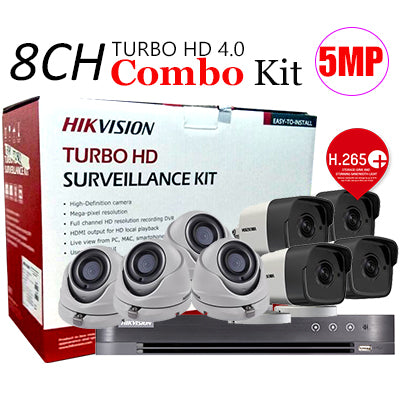 Hikvision (Package) TVI-8CH4D4B-5MP 8channel DVR, 4x Dome, 4x Bullet Camera