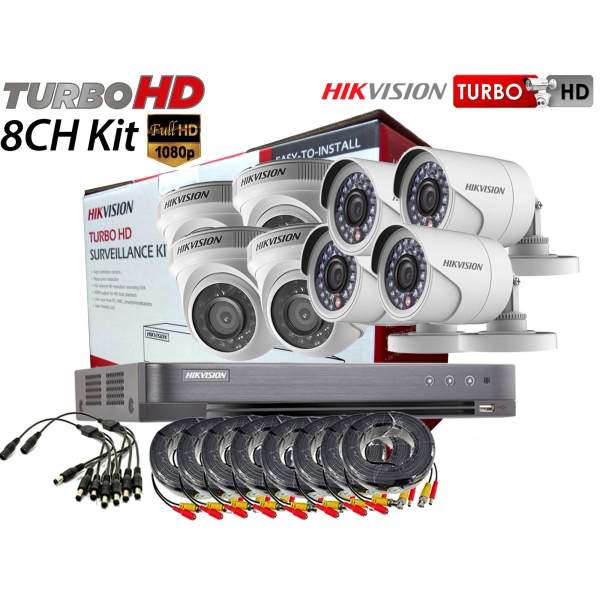 Hikvision (Package) TVI-8CH4D4B-2MP 8channel DVR, 4x Dome, 4x Bullet Camera