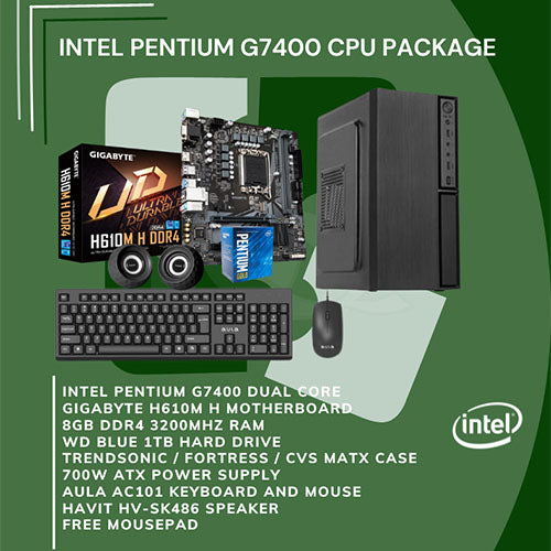 Intel Pentium G7400 Dual Core | 8GB RAM | 1TB HDD | Keyboard | Mouse | Speaker CPU Package