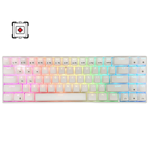 Royal Kludge RK71 Wired / Wireless RGB 70% Compact 71 Keys Mechanical Keyboard - White Hotswappable Red Switch