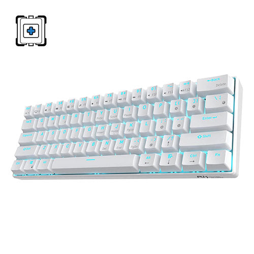 RK Royal Kludge RK61 Wired / Wireless RGB 60% Compact 61-Keys White [switch: Red | Blue | Brown] Dual mode Hotswappable Mechanical Keyboard