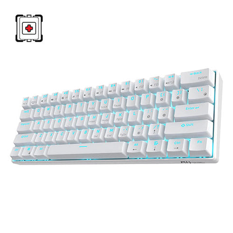 RK Royal Kludge RK61 Wired / Wireless RGB 60% Compact 61-Keys White [switch: Red | Blue | Brown] Hotswappable Mechanical Keyboard