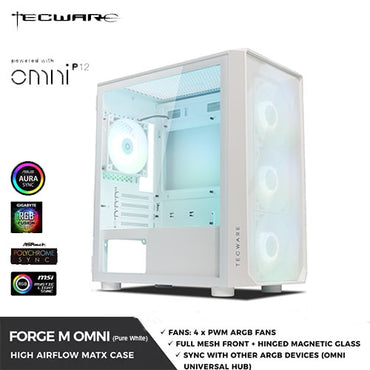 Tecware Forge M Omni ARGB Case 4x120mm ARGB Fan ( Black | White | Pure White )