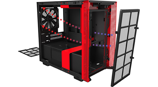 NZXT H210 TG Mini-ITX Gaming Case 2x120mm Black : CA-H210B-B1 | White/Black : CA-H210B-W1 | Black/Red : CA-H210-BR